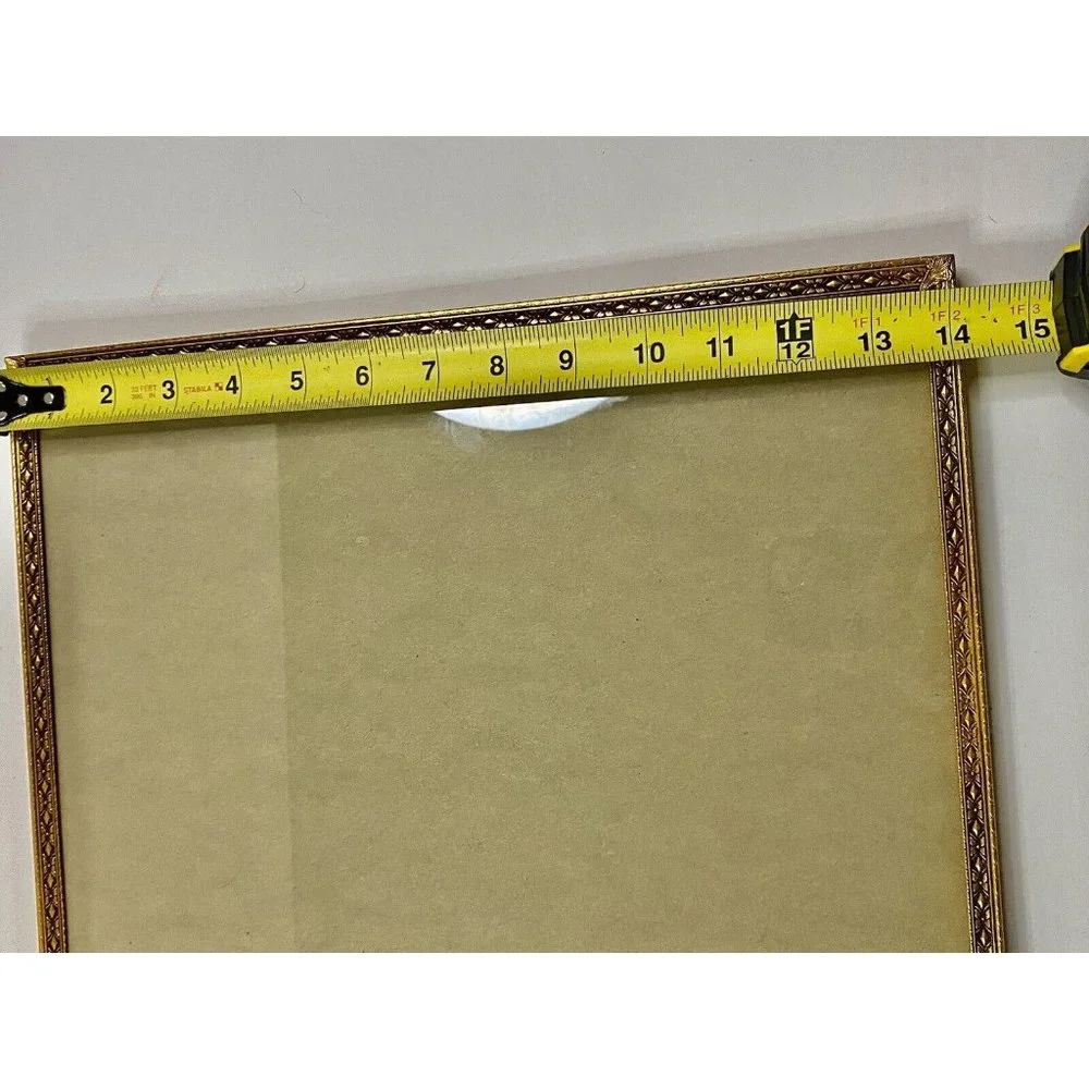 Intricate Brass Floral Gold Vertical Stand Up‎ Easel Back Frame Vintage
